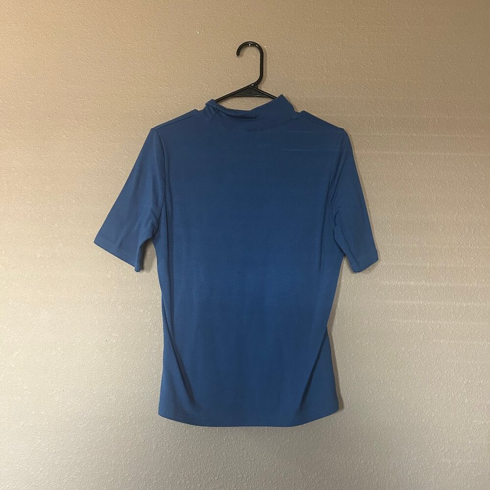 Turtle neck blue short sleeve shirt- Large